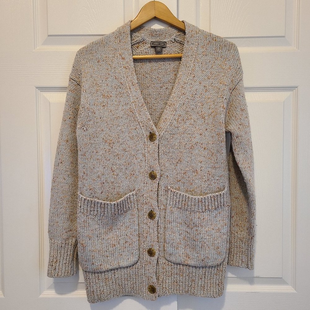 J Crew Point Sur Wool Blend  Patch Pocket Knit Cardigan Size XS